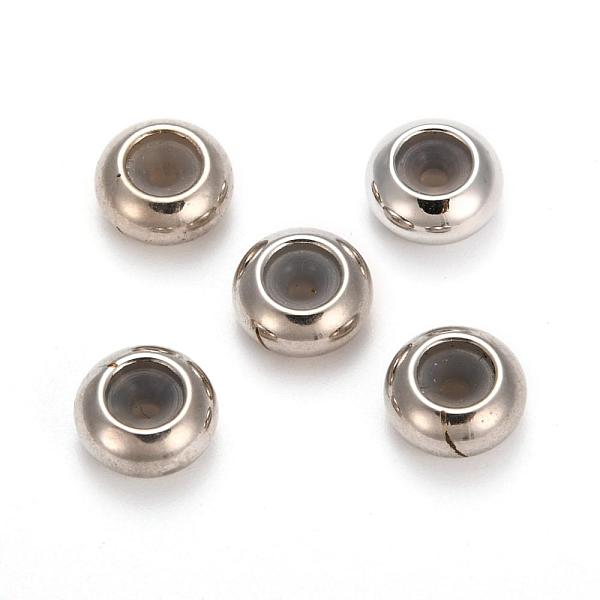 PandaHall Brass Beads, with Rubber Inside, Slider Beads, Stopper Beads, Rondelle, Platinum, 7x3.5mm, Hole: 2mm Brass Rondelle
PandaHall Brass Beads, with Rubber Inside, Slider Beads, Stopper Beads, Rondelle, Platinum, 7x3.5mm, Hole: 2mm Brass Rondelle