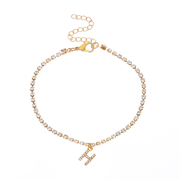 PandaHall Fashionable and Creative Rhinestone Anklet Bracelets, English Letter H Hip-hop Creative Beach Anklet for Women, Golden Alloy
PandaHall Fashionable and Creative Rhinestone Anklet Bracelets, English Letter H Hip-hop Creative Beach Anklet for Women, Golden Alloy