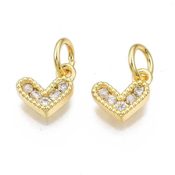 PandaHall Brass Micro Pave Cubic Zirconia Charms, with Jump Ring, Heart, Real 16K Gold Plated, Nickel Free, Clear, 8x8x2mm, Jump Ring: 5x1mm...
PandaHall Brass Micro Pave Cubic Zirconia Charms, with Jump Ring, Heart, Real 16K Gold Plated, Nickel Free, Clear, 8x8x2mm, Jump Ring: 5x1mm...