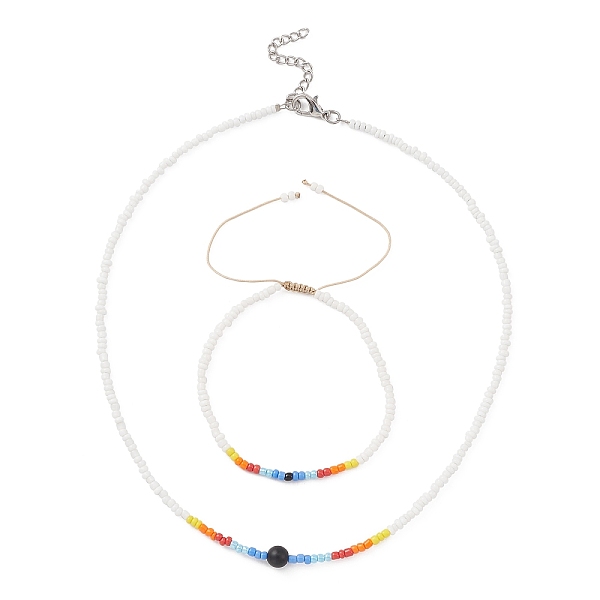 PandaHall Glass Seed Beaded Necklace & Braided Beaded Bracelet, Jewelry Set for Women, White, 15-1/8 inch(38.5cm), 2-1/4~3-1/4 inch...
PandaHall Glass Seed Beaded Necklace & Braided Beaded Bracelet, Jewelry Set for Women, White, 15-1/8 inch(38.5cm), 2-1/4~3-1/4 inch...