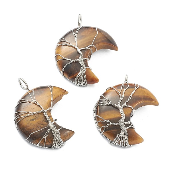 PandaHall Natural Tiger Eye Tree of Life Wire Wrapped Pendants, with Platinum Brass Findings, Crescent Moon, 43~47x31~35x11~13mm, Hole...
PandaHall Natural Tiger Eye Tree of Life Wire Wrapped Pendants, with Platinum Brass Findings, Crescent Moon, 43~47x31~35x11~13mm, Hole...