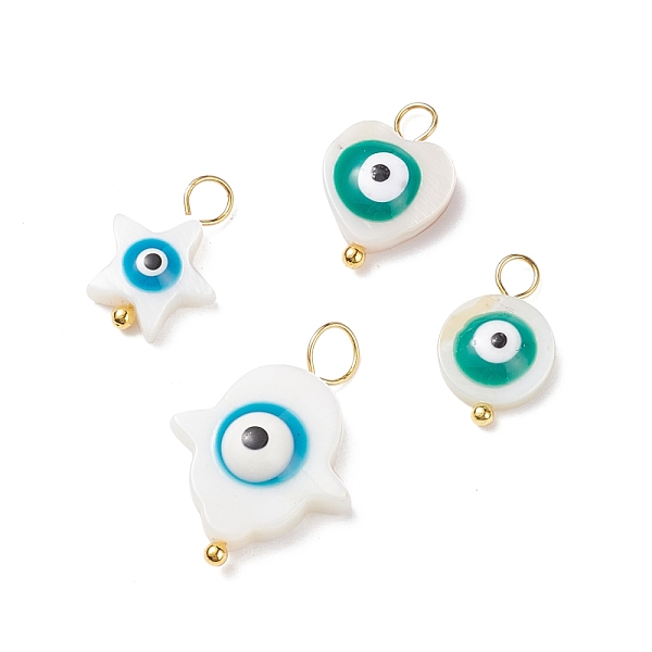 PandaHall 4Pcs 4 Styles Natural Freshwater Shell Pendants, with Golden Tone Alloy Loops, Evil Eye Charm, Heart & Star & Flat Round & Hamsa..., Multicolor
PandaHall 4Pcs 4 Styles Natural Freshwater Shell Pendants, with Golden Tone Alloy Loops, Evil Eye Charm, Heart & Star & Flat Round & Hamsa..., Multicolor