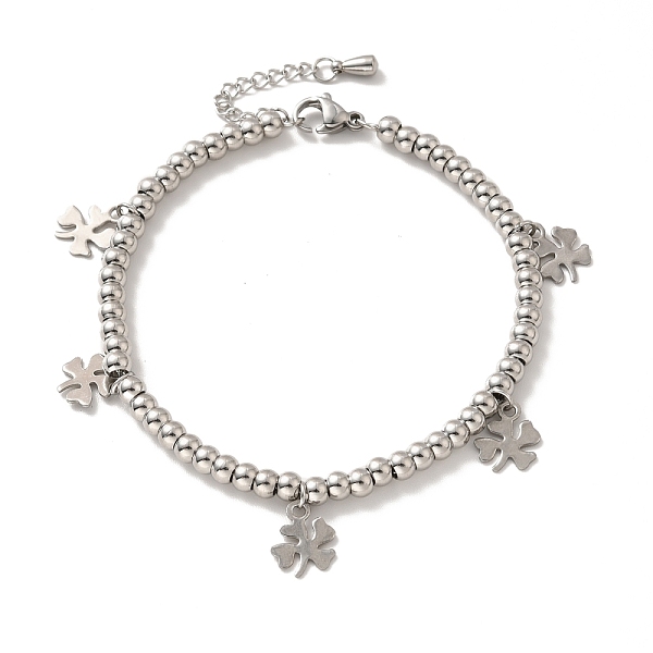 PandaHall 304 Stainless Steel Clover Charm Bracelet with 201 Stainless Steel Round Beads for Women, Stainless Steel Color, 8-5/8 inch...
PandaHall 304 Stainless Steel Clover Charm Bracelet with 201 Stainless Steel Round Beads for Women, Stainless Steel Color, 8-5/8 inch...