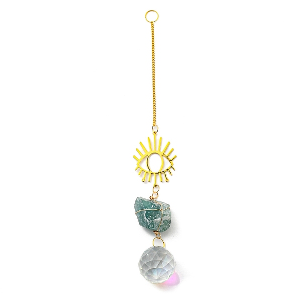 PandaHall Wire Wrapped Nuggets Natural Fluorite Pendant Decorations, Brass Evil Eye and Glass Round Tassels Hanging Ornaments, 253mm, Hole...
PandaHall Wire Wrapped Nuggets Natural Fluorite Pendant Decorations, Brass Evil Eye and Glass Round Tassels Hanging Ornaments, 253mm, Hole...