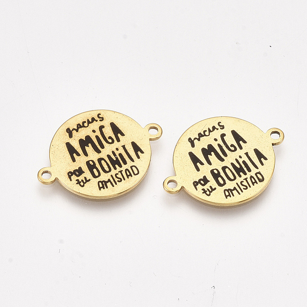 PandaHall 304 Stainless Steel Quote Links Connectors, with Enamel, Flat Round with Word, Golden, 21.5x16x1mm, Hole: 1.4mm 304 Stainless...
PandaHall 304 Stainless Steel Quote Links Connectors, with Enamel, Flat Round with Word, Golden, 21.5x16x1mm, Hole: 1.4mm 304 Stainless...