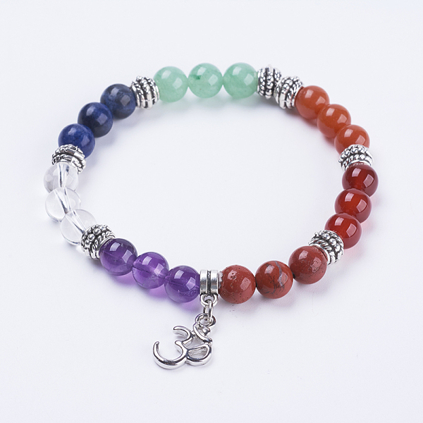 PandaHall Natural Gemstone Stretch Bracelets, with Alloy Findings, and Brass Pendants, Aum/Om Symbol, Antique Silver, 2-1/8 inch(55mm) Mixed..., Multicolor
PandaHall Natural Gemstone Stretch Bracelets, with Alloy Findings, and Brass Pendants, Aum/Om Symbol, Antique Silver, 2-1/8 inch(55mm) Mixed..., Multicolor