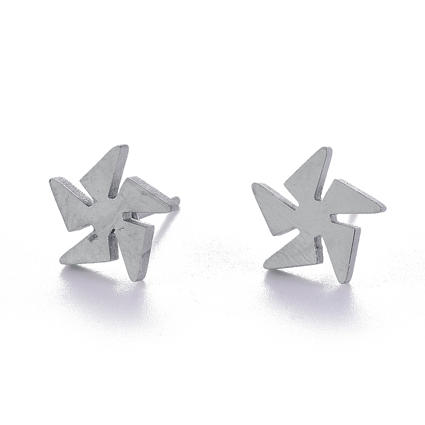PandaHall Unisex 304 Stainless Steel Stud Earrings, Windmill, Stainless Steel Color, 10x9mm, Pin: 1mm 304 Stainless Steel
PandaHall Unisex 304 Stainless Steel Stud Earrings, Windmill, Stainless Steel Color, 10x9mm, Pin: 1mm 304 Stainless Steel