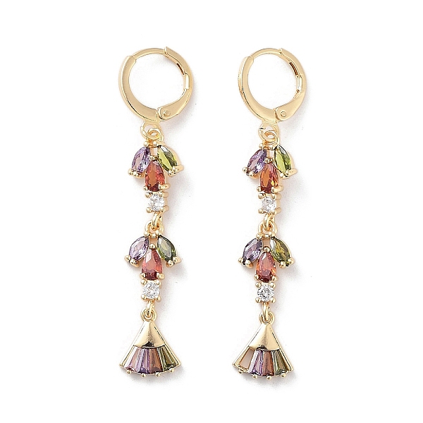 PandaHall Fan Rack Plating Golden Brass Dangle Leverback Earrings, with Cubic Zirconia for Women, Colorful, 49x8.5mm Brass Fan
PandaHall Fan Rack Plating Golden Brass Dangle Leverback Earrings, with Cubic Zirconia for Women, Colorful, 49x8.5mm Brass Fan