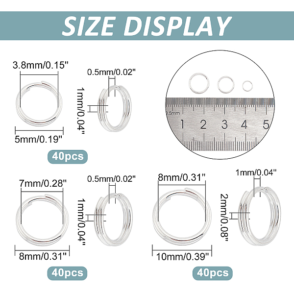 PandaHall DICOSMETIC 120Pcs 3 Styles 304 Stainless Steel Split Rings, Double Loops Jump Rings, Silver, 5~10x1~2mm, Inner Diameter: 3.8~8mm...
PandaHall DICOSMETIC 120Pcs 3 Styles 304 Stainless Steel Split Rings, Double Loops Jump Rings, Silver, 5~10x1~2mm, Inner Diameter: 3.8~8mm...