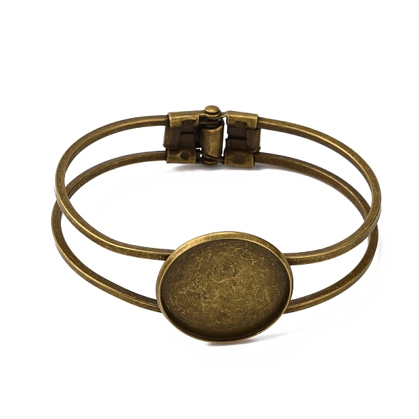 PandaHall Brass Bangle Making, Blank Bangle Base, with Iron Tray Findings, Flat Round, Antique Bronze, Tray: 25mm, 62x48mm Brass
PandaHall Brass Bangle Making, Blank Bangle Base, with Iron Tray Findings, Flat Round, Antique Bronze, Tray: 25mm, 62x48mm Brass