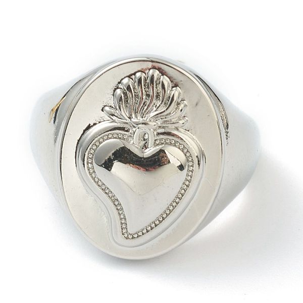 PandaHall Brass Cuff Rings, Open Rings, Oval with Sacred Heart, Platinum, US Size 6(16.5mm) Brass
PandaHall Brass Cuff Rings, Open Rings, Oval with Sacred Heart, Platinum, US Size 6(16.5mm) Brass