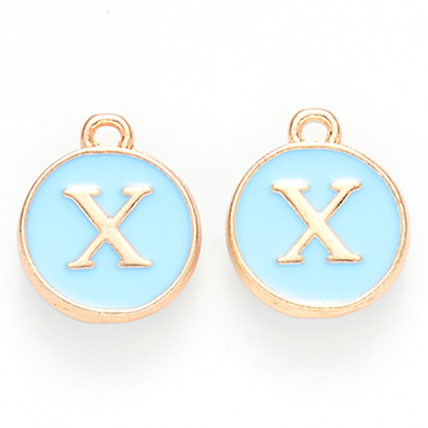PandaHall Golden Plated Alloy Enamel Charms, Cadmium Free & Lead Free, Enamelled Sequins, Flat Round with Letter, Sky Blue, Letter.X...
PandaHall Golden Plated Alloy Enamel Charms, Cadmium Free & Lead Free, Enamelled Sequins, Flat Round with Letter, Sky Blue, Letter.X...