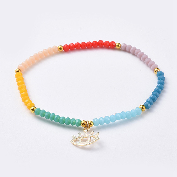 PandaHall Chakra Jewelry, Charm Bracelets, with Faceted Rondelle Glass Beads and Real 18K Gold Plated Brass Charms, Eye, Colorful, 2-1/8...
PandaHall Chakra Jewelry, Charm Bracelets, with Faceted Rondelle Glass Beads and Real 18K Gold Plated Brass Charms, Eye, Colorful, 2-1/8...