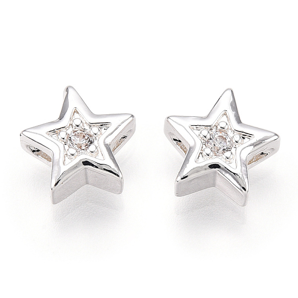 PandaHall Brass Micro Pave Cubic Zirconia Beads, Star, 925 Sterling Silver Plated, 8x8.5x3mm, Hole: 1mm Brass+Cubic Zirconia Star Clear
PandaHall Brass Micro Pave Cubic Zirconia Beads, Star, 925 Sterling Silver Plated, 8x8.5x3mm, Hole: 1mm Brass+Cubic Zirconia Star Clear