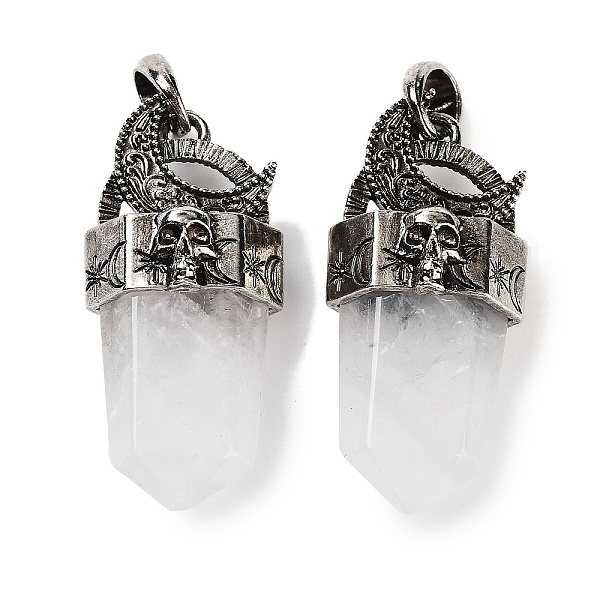 PandaHall Natural Quartz Crystal Rock Crystal Faceted Sword Pendants, Rack Plating Antique Silver Plated Alloy Moon Charms, Cadmium Free &...
PandaHall Natural Quartz Crystal Rock Crystal Faceted Sword Pendants, Rack Plating Antique Silver Plated Alloy Moon Charms, Cadmium Free &...
