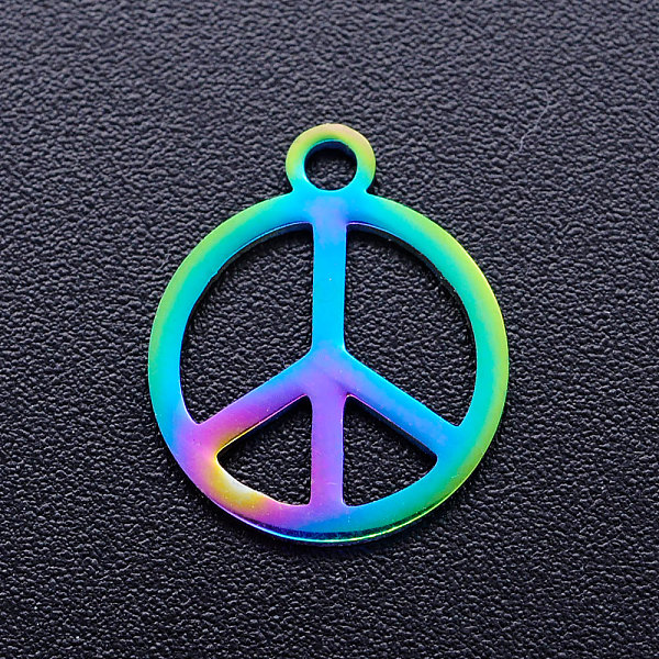 PandaHall Ion Plating(IP) 304 Stainless Steel Charms, Peace Sign, Rainbow Color, 14x12x1mm, Hole: 1.5mm 304 Stainless Steel Others
PandaHall Ion Plating(IP) 304 Stainless Steel Charms, Peace Sign, Rainbow Color, 14x12x1mm, Hole: 1.5mm 304 Stainless Steel Others