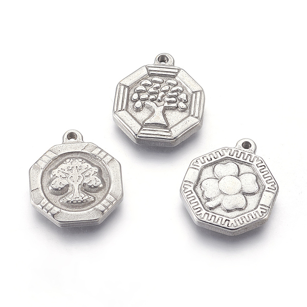PandaHall 304 Stainless Steel Pendants, Octagon with Tree of Life or Clover, Stainless Steel Color, 18x15x3mm, Hole: 1.4mm 304 Stainless...
PandaHall 304 Stainless Steel Pendants, Octagon with Tree of Life or Clover, Stainless Steel Color, 18x15x3mm, Hole: 1.4mm 304 Stainless...