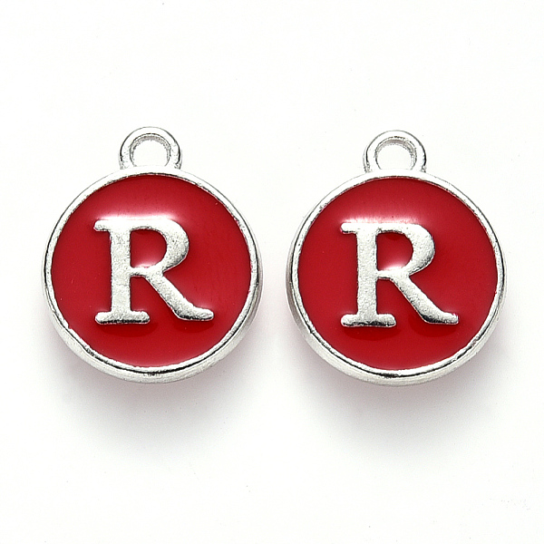 PandaHall Platinum Plated Alloy Enamel Charms, Cadmium Free & Lead Free, Enamelled Sequins, Flat Round with Letter, Red, Letter.R, 14x12x2mm...
PandaHall Platinum Plated Alloy Enamel Charms, Cadmium Free & Lead Free, Enamelled Sequins, Flat Round with Letter, Red, Letter.R, 14x12x2mm...