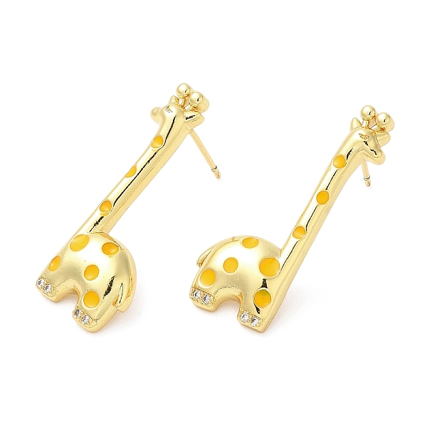 PandaHall Rack Plating Brass Enamel Giraffe Stud Earrings with Cubic Zirconia, Lead Free & Cadmium Free, Real 18K Gold Plated, 28x13.5mm...
PandaHall Rack Plating Brass Enamel Giraffe Stud Earrings with Cubic Zirconia, Lead Free & Cadmium Free, Real 18K Gold Plated, 28x13.5mm...