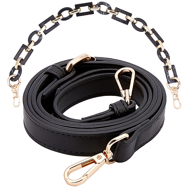 PandaHall Gorgecraft 2Pcs PU Leather Bag Strap and Acrylic & CCB Plastic Link Chains Bag Handles, with Alloy Swivel Clasps, Bag Replacement..., Black
PandaHall Gorgecraft 2Pcs PU Leather Bag Strap and Acrylic & CCB Plastic Link Chains Bag Handles, with Alloy Swivel Clasps, Bag Replacement..., Black