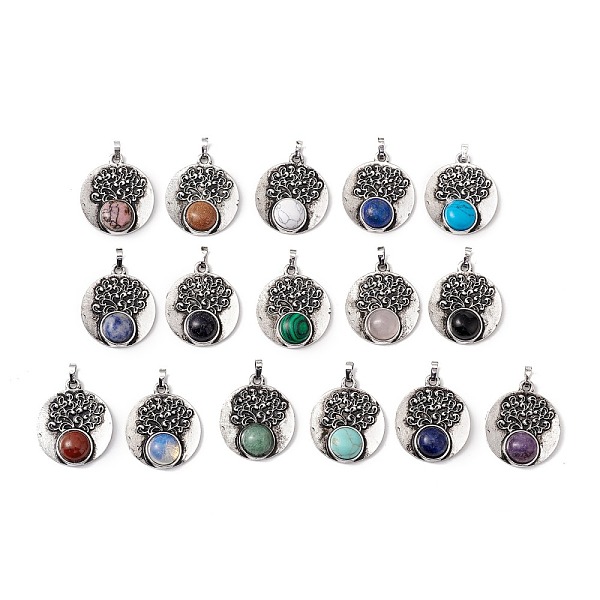 PandaHall Natural & Synthetic Gemstone Alloy Pendants, Lead Free & Cadmium Free, Antique Silver, Flat Round with Tree, Mixed Dyed and Undyed...
PandaHall Natural & Synthetic Gemstone Alloy Pendants, Lead Free & Cadmium Free, Antique Silver, Flat Round with Tree, Mixed Dyed and Undyed...