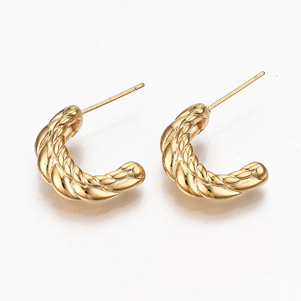 PandaHall Brass Half Hoop Earrings, Stud Earring, Twist, Semicircular, Nickel Free, Real 18K Gold Plated, 23x18x8mm, Pin: 0.7mm Brass Letter
PandaHall Brass Half Hoop Earrings, Stud Earring, Twist, Semicircular, Nickel Free, Real 18K Gold Plated, 23x18x8mm, Pin: 0.7mm Brass Letter