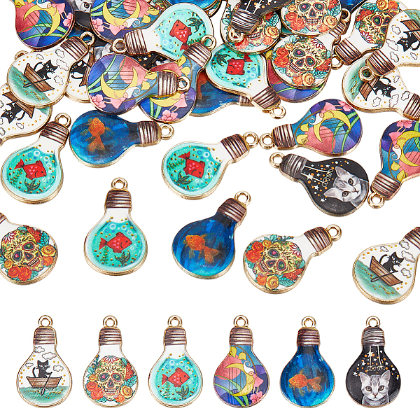 PandaHall ARRICRAFT 48Pcs 6 Style Alloy Enamel Pendants, Light Gold, Bulb Charm, Mixed Patterns, 25x15x1.8mm, Hole: 1.8mm, 8pcs/style...
PandaHall ARRICRAFT 48Pcs 6 Style Alloy Enamel Pendants, Light Gold, Bulb Charm, Mixed Patterns, 25x15x1.8mm, Hole: 1.8mm, 8pcs/style...