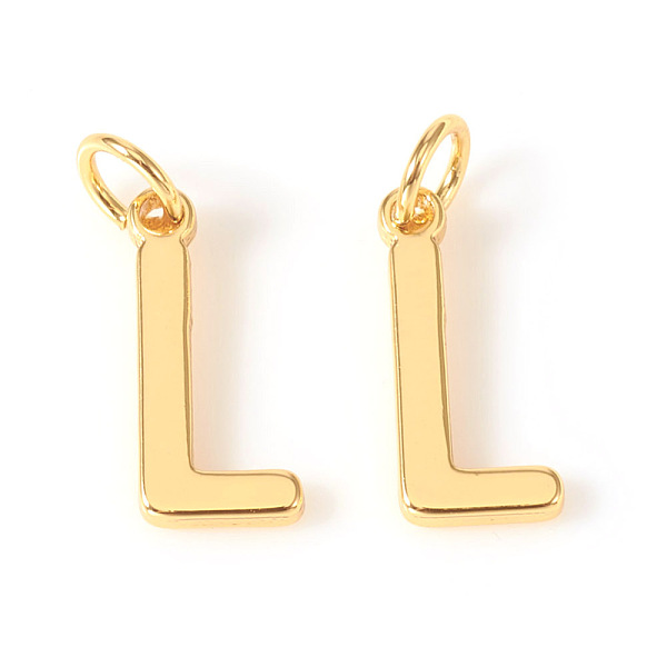 PandaHall Brass Charms, with Jump Rings, Letter, Real 18K Gold Plated, Letter.L, L: 10x4.5x1mm, Hole: 2.5mm Brass Letter L
PandaHall Brass Charms, with Jump Rings, Letter, Real 18K Gold Plated, Letter.L, L: 10x4.5x1mm, Hole: 2.5mm Brass Letter L