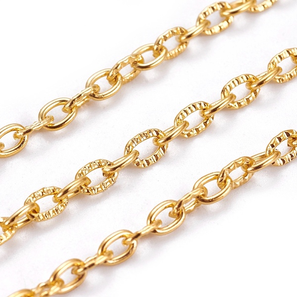 PandaHall Iron Textured Cable Chains, Unwelded, with Spool, Golden, 4.2x3x0.8mm, about 328.08 Feet(100m)/roll Iron
PandaHall Iron Textured Cable Chains, Unwelded, with Spool, Golden, 4.2x3x0.8mm, about 328.08 Feet(100m)/roll Iron