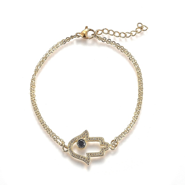 PandaHall Brass Micro Pave Cubic Zirconia Link Bracelets, with 304 Stainless Steel Cable Chains, Hamsa Hand/Hand of Fatima/Hand of Miriam...
PandaHall Brass Micro Pave Cubic Zirconia Link Bracelets, with 304 Stainless Steel Cable Chains, Hamsa Hand/Hand of Fatima/Hand of Miriam...