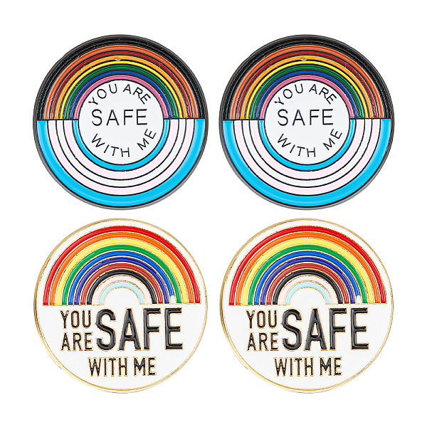 PandaHall GOMAKERER 4Pcs 2 Styles Flat Round & Rainbow with Word You Are Safe with Me Enamel Pins, Alloy Brooches, Mixed Color, 14x2mm..., Multicolor
PandaHall GOMAKERER 4Pcs 2 Styles Flat Round & Rainbow with Word You Are Safe with Me Enamel Pins, Alloy Brooches, Mixed Color, 14x2mm..., Multicolor