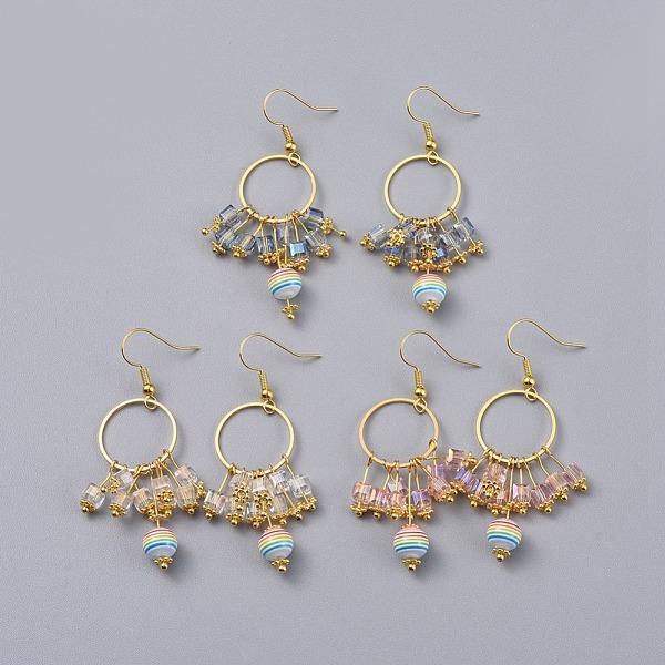 PandaHall Electroplate Glass Beads Dangle Earrings, with Transparent Stripe Resin Beads, Brass Findings and Earring Hooks, Golden, 59mm, Pin...
PandaHall Electroplate Glass Beads Dangle Earrings, with Transparent Stripe Resin Beads, Brass Findings and Earring Hooks, Golden, 59mm, Pin...