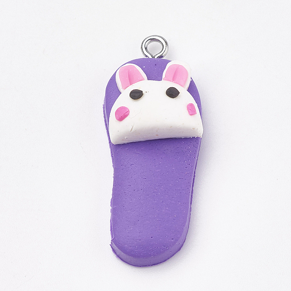 PandaHall Handmade Polymer Clay Bunny Pendants, with Iron Findings, Slipper with Rabbit, Platinum, Blue Violet, 34~35x14x11mm, Hole: 2mm..., Purple
PandaHall Handmade Polymer Clay Bunny Pendants, with Iron Findings, Slipper with Rabbit, Platinum, Blue Violet, 34~35x14x11mm, Hole: 2mm..., Purple