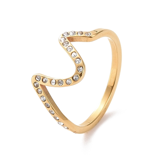 PandaHall Crystal Rhinestone Wave Finger Ring, Ion Plating(IP) 304 Stainless Steel Jewelry for Women, Golden, US Size 7(17.3mm) Stainless..., Clear
PandaHall Crystal Rhinestone Wave Finger Ring, Ion Plating(IP) 304 Stainless Steel Jewelry for Women, Golden, US Size 7(17.3mm) Stainless..., Clear