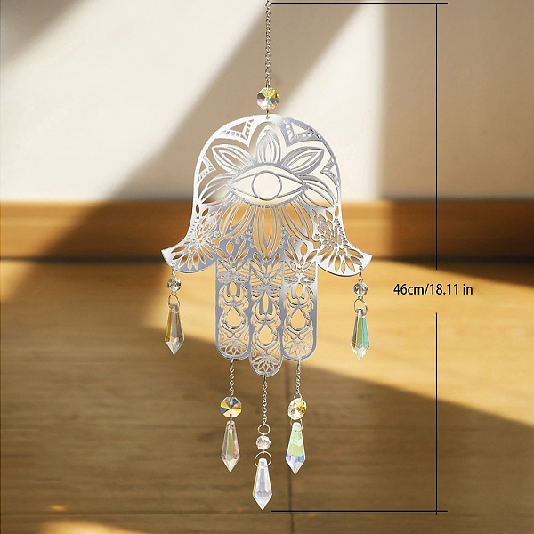 PandaHall Metal Hollow Hamsa Hand with Eye Hanging Ornaments, Glass Cone Tassel Suncatchers for Garden Outdoor Decoration, Clear AB..., White
PandaHall Metal Hollow Hamsa Hand with Eye Hanging Ornaments, Glass Cone Tassel Suncatchers for Garden Outdoor Decoration, Clear AB..., White