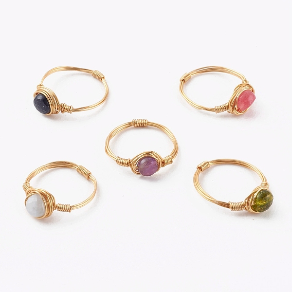 PandaHall Natural & Synthetic Gemstone Finger Rings, with Golden Copper Wire and Cardboard Box, Flat Round, Inner Diameter: 17.1~18.1mm...
PandaHall Natural & Synthetic Gemstone Finger Rings, with Golden Copper Wire and Cardboard Box, Flat Round, Inner Diameter: 17.1~18.1mm...