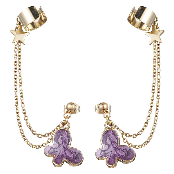 PandaHall Light Gold 304 Stainless Steel Cuff Earring Chains, Star & Butterfly Alloy Enamel Dangle Stud Earrings Crawler Earrings, Purple...
PandaHall Light Gold 304 Stainless Steel Cuff Earring Chains, Star & Butterfly Alloy Enamel Dangle Stud Earrings Crawler Earrings, Purple...