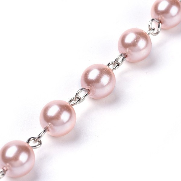 PandaHall Handmade Dyed Glass Pearl Beaded Chains, Unwelded, with Iron Eye Pin, Platinum, Pink, 39.37 inch, 1m/strand Iron+Glass Pink
PandaHall Handmade Dyed Glass Pearl Beaded Chains, Unwelded, with Iron Eye Pin, Platinum, Pink, 39.37 inch, 1m/strand Iron+Glass Pink