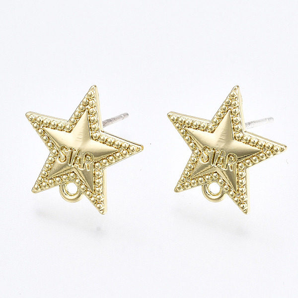 PandaHall Alloy Stud Earring Findings, with Loop and Steel Pin, Star with Plastic Protective Cover, Light Gold, 13x14mm, Hole: 1mm, Pin...
PandaHall Alloy Stud Earring Findings, with Loop and Steel Pin, Star with Plastic Protective Cover, Light Gold, 13x14mm, Hole: 1mm, Pin...