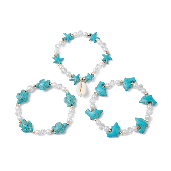 PandaHall 3Pcs Synthetic Turquoise & Natural Cowrie Shell Charm Bracelet Sets, Glass Bead Bracelets for Women, Dolphin & Turtle & Starfish..., Green
PandaHall 3Pcs Synthetic Turquoise & Natural Cowrie Shell Charm Bracelet Sets, Glass Bead Bracelets for Women, Dolphin & Turtle & Starfish..., Green