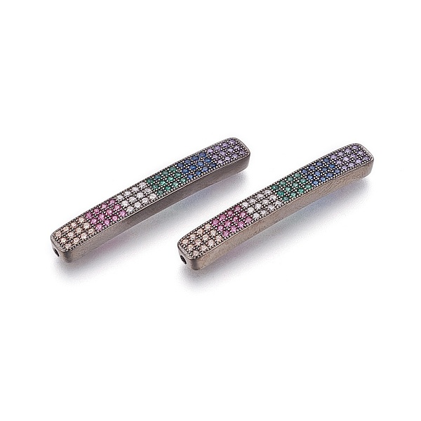 PandaHall Brass Micro Pave Cubic Zirconia Beads, Lead Free & Cadmium Free, Long-Lasting Plated, Rectangle, Colorful, Gunmetal, 36x5x3mm...
PandaHall Brass Micro Pave Cubic Zirconia Beads, Lead Free & Cadmium Free, Long-Lasting Plated, Rectangle, Colorful, Gunmetal, 36x5x3mm...