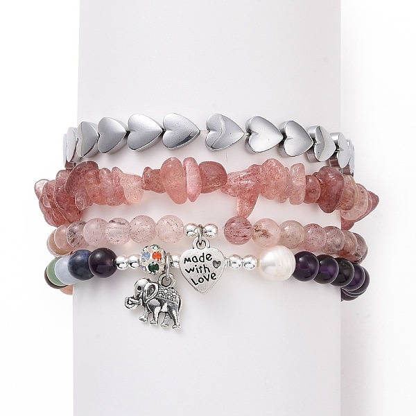 PandaHall 4Pcs Natural & Synthetic Gemstone Stretch Bracelet Sets, Alloy Charms Bracelets for Women, 2-1/8~2-1/4 inch(5.3~5.6cm) Mixed Stone
PandaHall 4Pcs Natural & Synthetic Gemstone Stretch Bracelet Sets, Alloy Charms Bracelets for Women, 2-1/8~2-1/4 inch(5.3~5.6cm) Mixed Stone