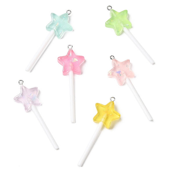 PandaHall Resin Pendants, with Platinum Tone Iron Loops, Star Lollipop Charm, Mixed Color, 59x20x7mm, Hole: 1.8mm Iron+Resin Star Multicolor
PandaHall Resin Pendants, with Platinum Tone Iron Loops, Star Lollipop Charm, Mixed Color, 59x20x7mm, Hole: 1.8mm Iron+Resin Star Multicolor