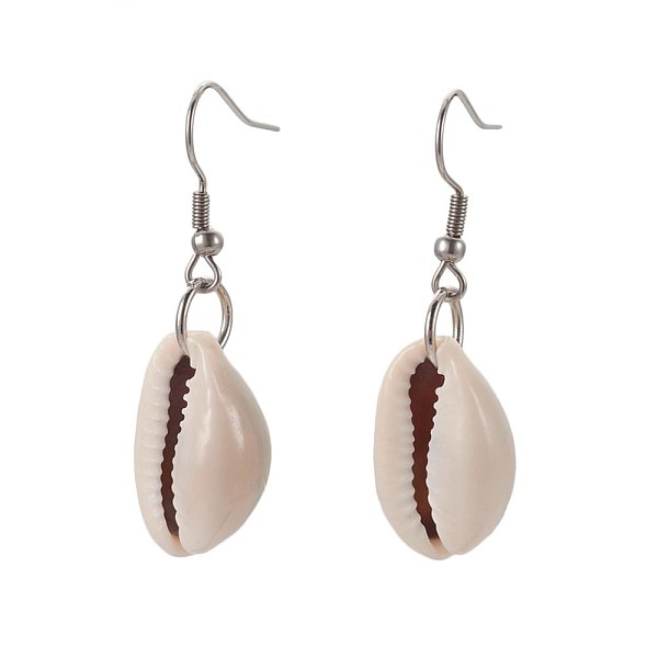 PandaHall Cowrie Shell Beads Dangle Earrings, with 304 Stainless Steel Earring Hooks, 43~44mm, pin: 0.7mm Shell
PandaHall Cowrie Shell Beads Dangle Earrings, with 304 Stainless Steel Earring Hooks, 43~44mm, pin: 0.7mm Shell