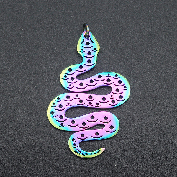 PandaHall Ion Plating(IP) 201 Stainless Steel Pendants, with Jump Ring, Laser Cut, Snake, Rainbow Color, 40x25x1mm, Jump Ring: 5x0.8mm...
PandaHall Ion Plating(IP) 201 Stainless Steel Pendants, with Jump Ring, Laser Cut, Snake, Rainbow Color, 40x25x1mm, Jump Ring: 5x0.8mm...