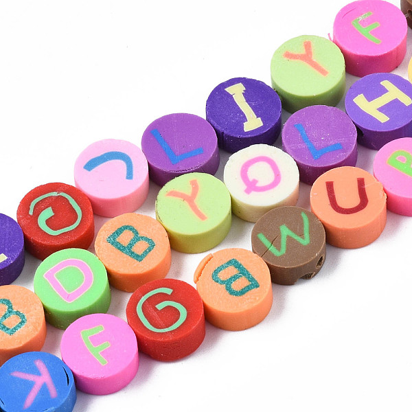 PandaHall Handmade Polymer Clay Bead Strands, FLat Round with Capital Letter, Mixed Color, 9~10x4~5mm, Hole: 1.6mm, about 40pcs/strand..., Multicolor
PandaHall Handmade Polymer Clay Bead Strands, FLat Round with Capital Letter, Mixed Color, 9~10x4~5mm, Hole: 1.6mm, about 40pcs/strand..., Multicolor