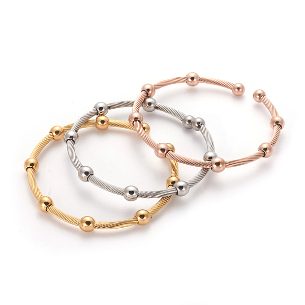 PandaHall 304 Stainless Steel Cuff Bangle Sets, Torque Bangle, with Round Beads, Mixed Color, 2-1/8 inch(5.5cm), 3pcs/set 304 Stainless..., Multicolor
PandaHall 304 Stainless Steel Cuff Bangle Sets, Torque Bangle, with Round Beads, Mixed Color, 2-1/8 inch(5.5cm), 3pcs/set 304 Stainless..., Multicolor