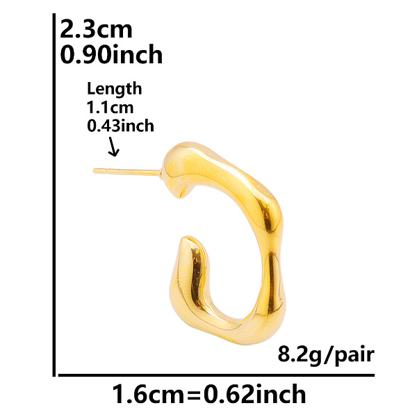 PandaHall Irregular C Shape Stainless Steel Hoop Earrings for Women, Real 18K Gold Plated Stainless Steel
PandaHall Irregular C Shape Stainless Steel Hoop Earrings for Women, Real 18K Gold Plated Stainless Steel