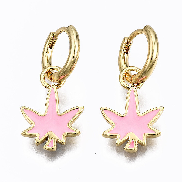 PandaHall Brass Enamel Huggie Hoop Earrings, Nickel Free, Real 16K Gold Plated, Maple Leaf, Pink, 27x13mm, Pin: 1mm Brass Leaf Pink
PandaHall Brass Enamel Huggie Hoop Earrings, Nickel Free, Real 16K Gold Plated, Maple Leaf, Pink, 27x13mm, Pin: 1mm Brass Leaf Pink