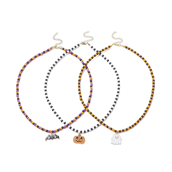 PandaHall 3Pcs 3 Style Alloy Enamel Ghost & Pumpkin & Bat Pendant Necklaces Set, Glass Seed Beaded Halloween Theme Necklaces, Mixed Color..., Multicolor
PandaHall 3Pcs 3 Style Alloy Enamel Ghost & Pumpkin & Bat Pendant Necklaces Set, Glass Seed Beaded Halloween Theme Necklaces, Mixed Color..., Multicolor